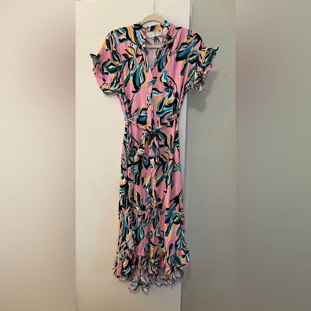 Corey Lynn Calter Pink and Blue Floral Maxi Dress